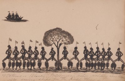 Victorian Blacks - Melbourne Tribe Holding Corroboree After Seeing Ships for the First Time by Tommy McRae